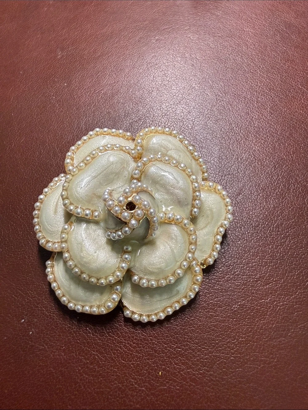 Pearl-Trim Ivory Flower Brooch - Elegant Women’s Jewelry